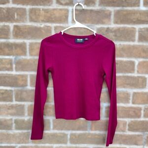 Maeve Fuchsia Ribbed Long Sleeve Top